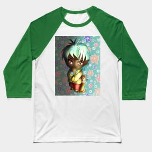 thinking kawaii dark elf with a cute cat Baseball T-Shirt